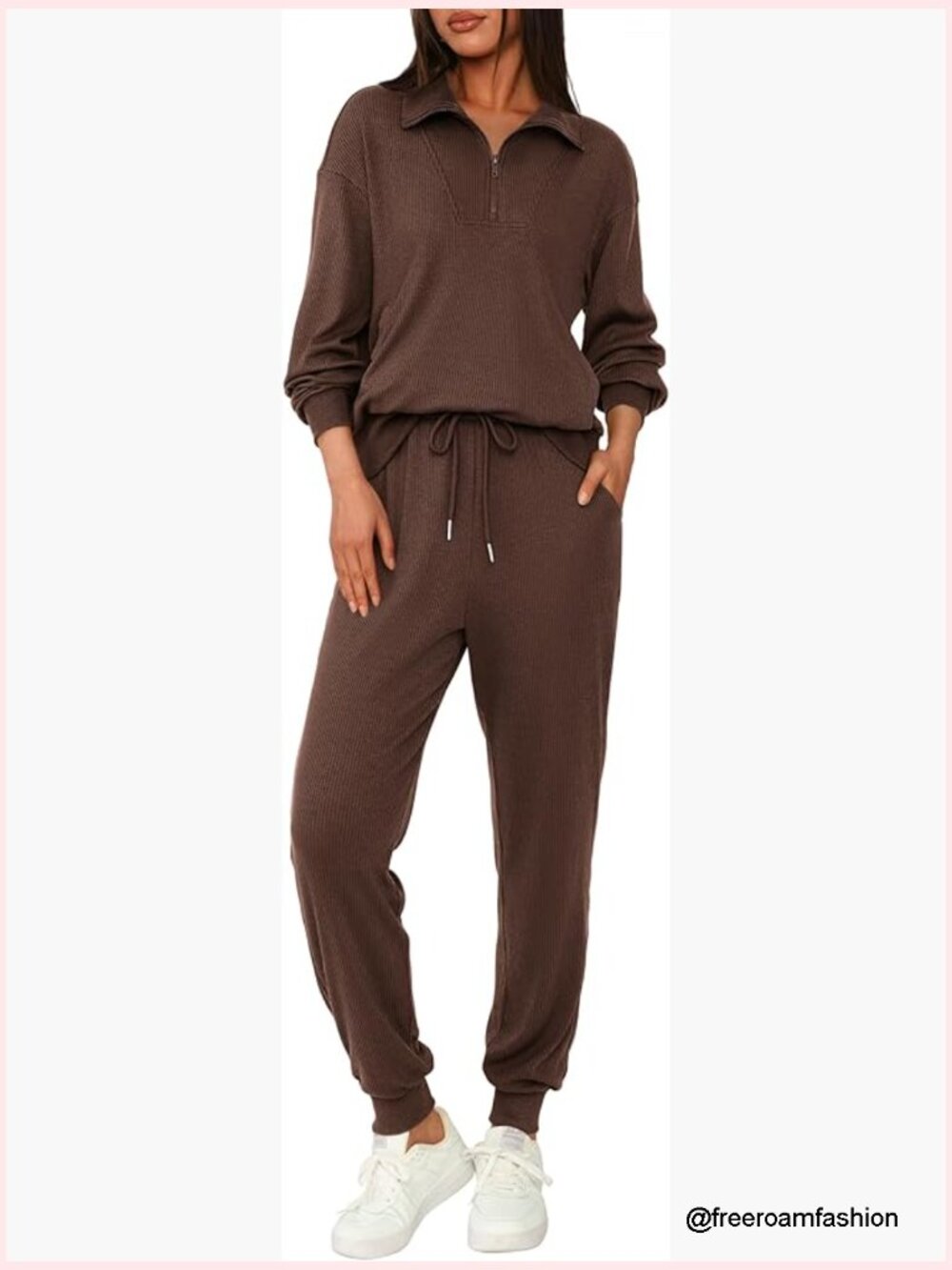 Women's 2 Piece Half Zip Sweatshirt & Jogger Lounge Set Tracksuit